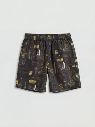 LCW SWIMWEAR Antrasit Kısa Boy Desenli Erkek Deniz Şortu
