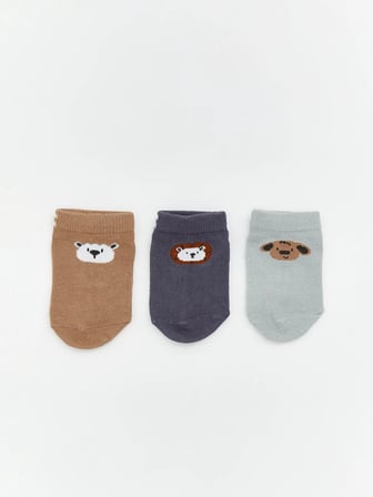 LCW baby Antrasit Desenli Erkek Bebek Patik Çorap 5'li Paket
