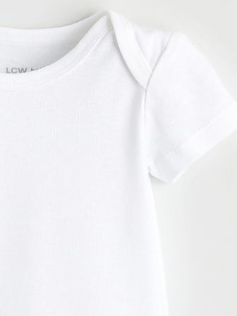 LCW baby Ekru Basic Unisex Bebek Çıtçıtlı Bodysuit