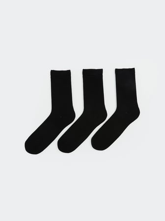LCW ACCESSORIES Siyah Rahat Lastikli Dikişsiz Bambu Erkek Çorap 3'lü