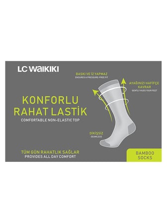 LCW ACCESSORIES Siyah Rahat Lastikli Dikişsiz Bambu Erkek Çorap 3'lü