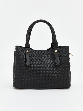 LCW ACCESSORIES Siyah Hasır Örgü Desenli Kadın Omuz Çantası