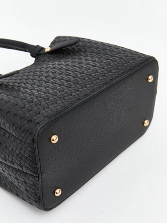 LCW ACCESSORIES Siyah Hasır Örgü Desenli Kadın Omuz Çantası