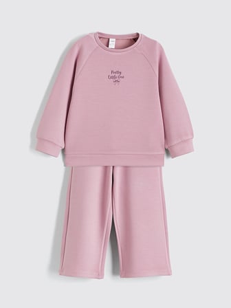 LCW Kids Lila Baskılı Kız Çocuk Soft Touch Sweatshirt Ve Pantolon