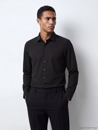 LCW BUSINESS Siyah Slim Fit Armürlü Erkek Gömlek
