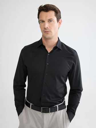 LCW BUSINESS Siyah Slim Fit Armürlü Erkek Gömlek