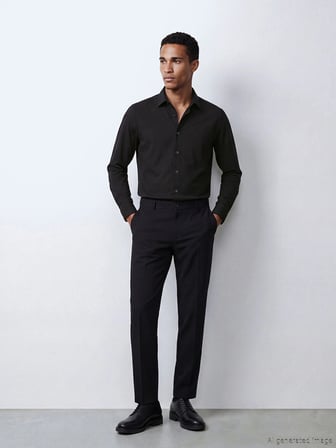 LCW BUSINESS Siyah Slim Fit Armürlü Erkek Gömlek