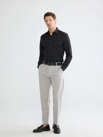 LCW BUSINESS Siyah Slim Fit Armürlü Erkek Gömlek
