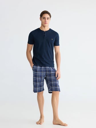 LC WAIKIKI Lacivert Standart Kalıp Erkek Şortlu Pijama Takımı