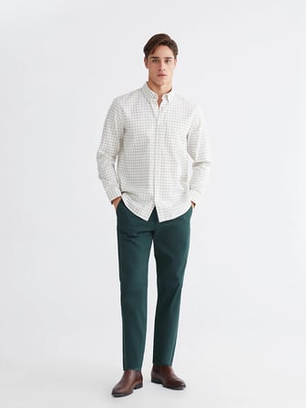LCWAIKIKI Classic Kahverengi Regular Fit Ekose Erkek Gömlek