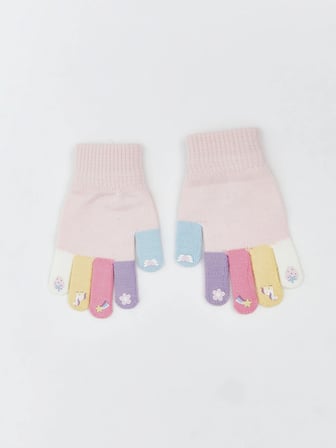 LCW baby Pembe Renk Bloklu Kız Bebek Eldiven