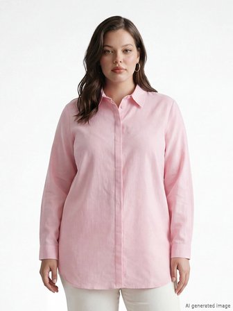 LCW Modest Pembe Dokulu Kadın Gömlek Tunik