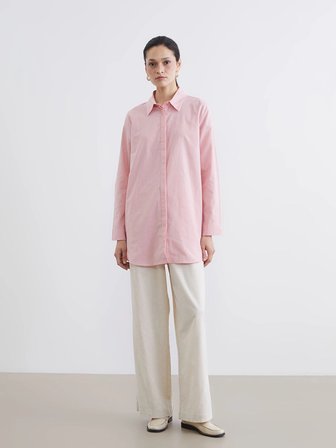 LCW Modest Pembe Dokulu Kadın Gömlek Tunik
