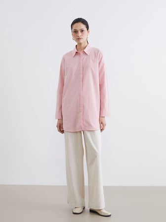LCW Modest Pembe Dokulu Kadın Gömlek Tunik