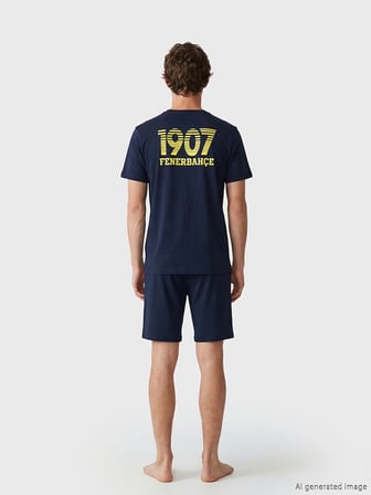 LC WAIKIKI Lacivert Fenerbahçe Baskılı Erkek Şortlu Pijama Takımı