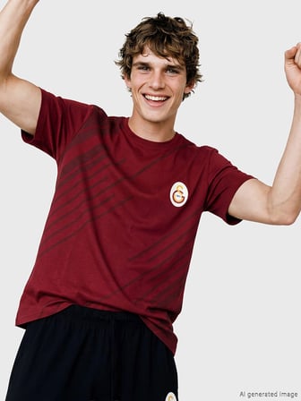 LC WAIKIKI Kırmızı Galatasaray Baskılı Erkek Şortlu Pijama Takımı