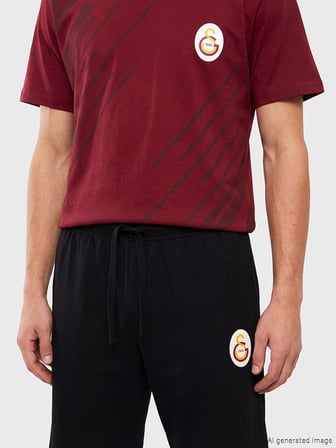 LC WAIKIKI Kırmızı Galatasaray Baskılı Erkek Şortlu Pijama Takımı