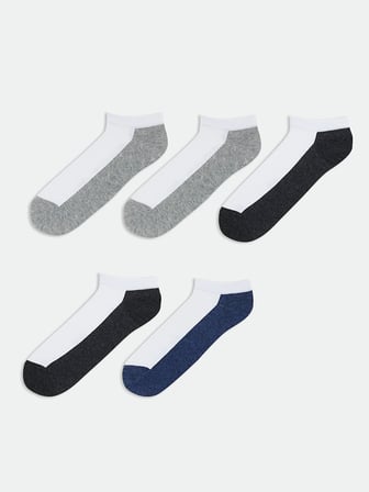 LCW ACCESSORIES Karışık Renk Bloklu Erkek Patik Çorap 5'li