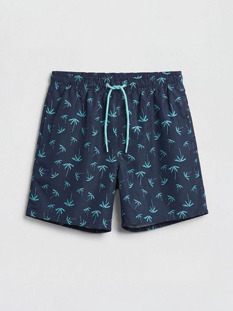 LCW SWIMWEAR Lacivert Kısa Boy Palmiye Desenli Erkek Deniz Şortu