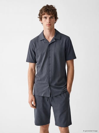 LC WAIKIKI Antrasit Regular Fit Erkek Şortlu Pijama Takımı