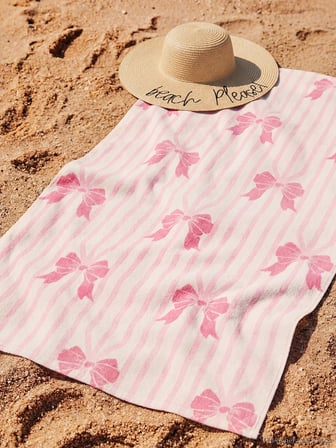 LCW ACCESSORIES Pembe Fiyonk Desenli Pamuklu Kız Çocuk Plaj Havlusu 70x150 cm