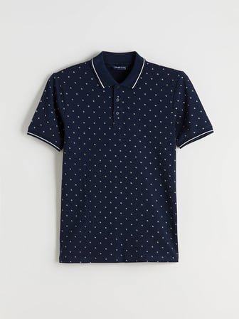 LCWAIKIKI Classic Lacivert Standart Fit Desenli Erkek Polo Yaka Tişört