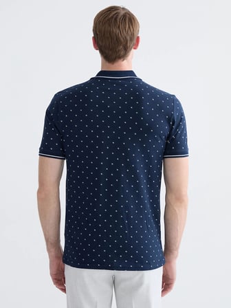 LCWAIKIKI Classic Lacivert Standart Fit Desenli Erkek Polo Yaka Tişört