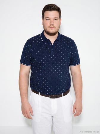 LCWAIKIKI Classic Lacivert Standart Fit Desenli Erkek Polo Yaka Tişört
