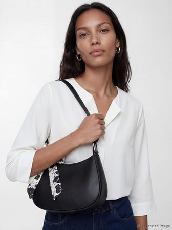 LCW ACCESSORIES Siyah Fular Aksesuarlı Kadın Omuz Çantası