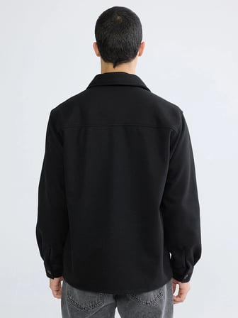XSIDE Siyah Regular Fit Uzun Kollu Kaşe Erkek Gömlek Ceket