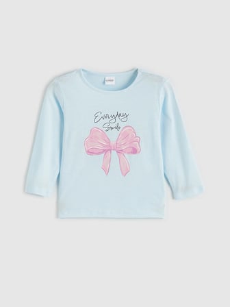 LCW Kids Mavi Kurdele Baskılı Kız Çocuk Pijama Takım