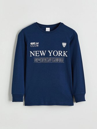 LCW Kids Lacivert New York Baskılı Erkek Çocuk Pijama Takımı