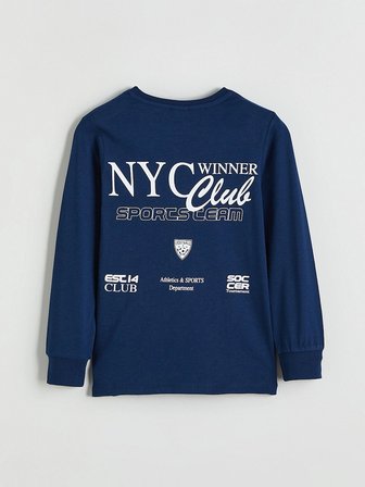 LCW Kids Lacivert New York Baskılı Erkek Çocuk Pijama Takımı