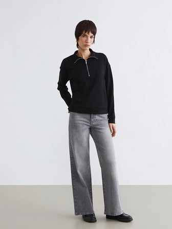 LCW Jeans Gri Wideleg Kadın Jean Pantolon