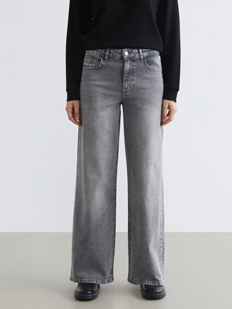 LCW Jeans Gri Wideleg Kadın Jean Pantolon
