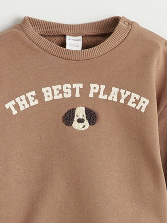 LCW baby Kahverengi Baskılı Erkek Bebek Sweatshirt