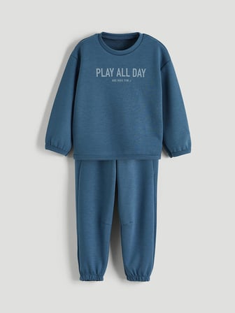 LCW baby Petrol Baskılı Erkek Bebek Sweatshirt ve Pantolon 2'li
