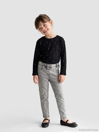 LCW Kids Siyah Beli Lastikli Kız Çocuk Tayt Pantolon