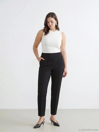 LCWAIKIKI Classic Siyah Beli Lastikli Kadın Pantolon