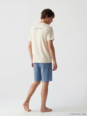 LC WAIKIKI Mavi Standart Kalıp Erkek Şortlu Pijama Takımı
