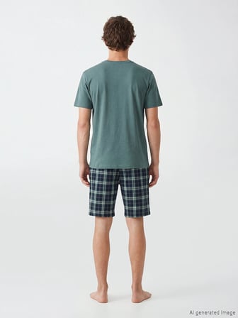 LC WAIKIKI Yeşil Standart Kalıp Erkek Şortlu Pijama Takımı
