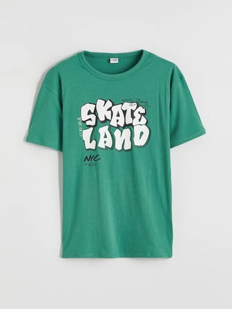 LCW Kids Yeşil Baskılı Erkek Çocuk Tişört