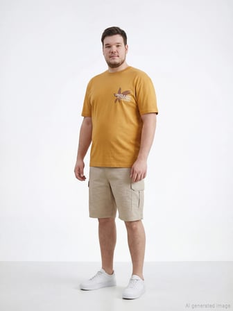 XSIDE Bej Standart Kalıp Erkek Gabardin Kargo Şort