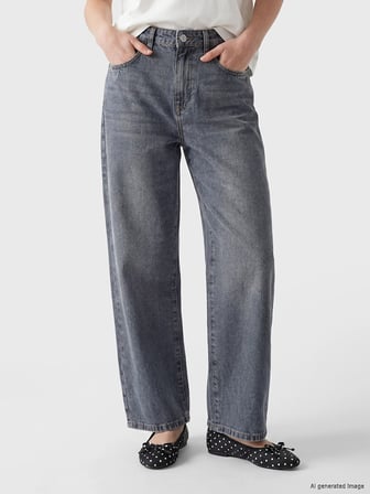 LCW Jeans Gri Yüksek Bel Boyfriend Fit Kadın Jean Pantolon
