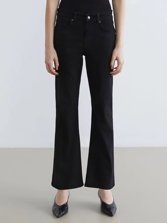 LCW Jeans Siyah Crop Flare Kadın Jean Pantolon