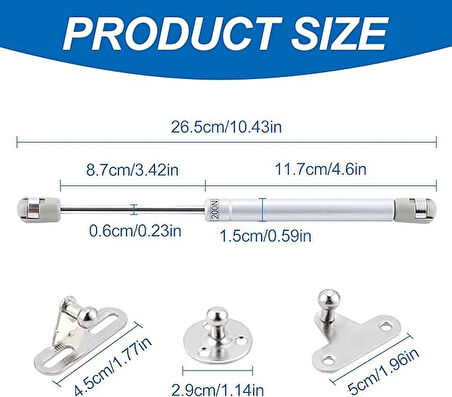 Mutfak Dolap Kapak Amortisörü 120N Gazlı Piston