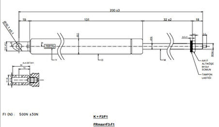 TAKA Amortisör 403 Tip Koltuk Amortisörü – MAN, Grammer, Kiel, Isringhausen, Mercedes, Volvo, Scania