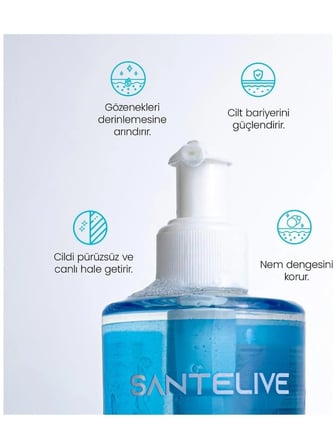 Santelive Sımpure Yüz Temizleme Jeli Glikolik Asit Niasinamid Hyaluronik Asit 400 ml