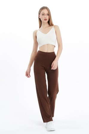  Extra Yumuşak Uzun Viskon Pantolon Home&Outdoor-Kahverengi