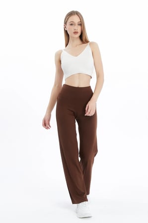  Extra Yumuşak Uzun Viskon Pantolon Home&Outdoor-Kahverengi
